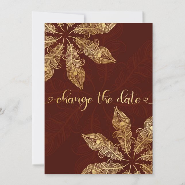 Change the date card with gold peacock feathers (Devant)
