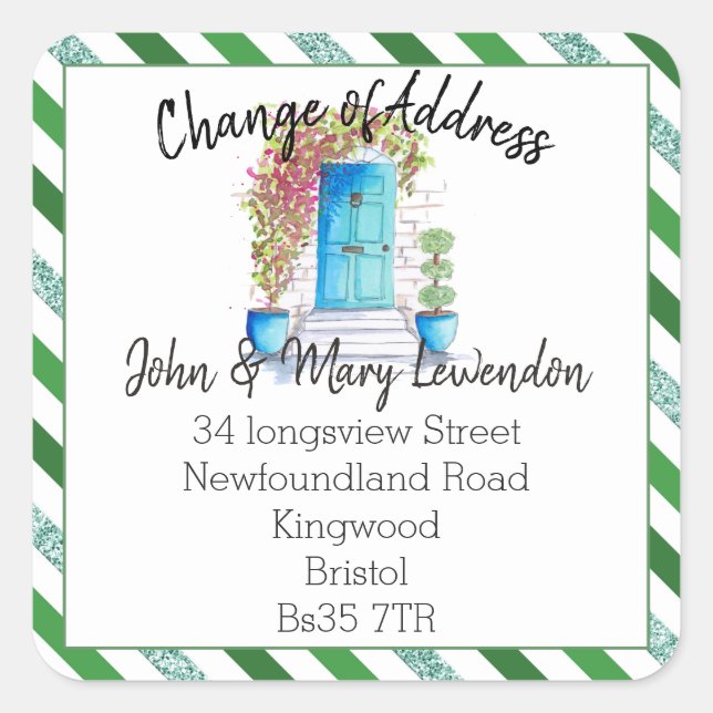 Changement d'adresse autocollant bleu parties scin (Devant)