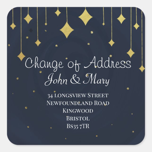 Changement d'adresse autocollant de noël or (Devant)