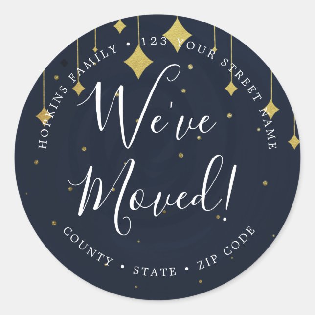 Changement d'adresse autocollant marine or (Devant)