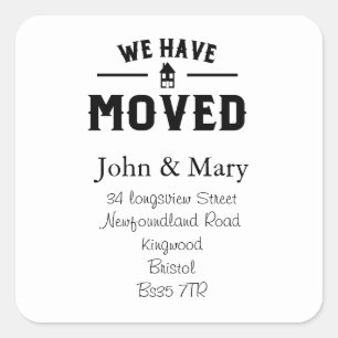 Changement d'adresse autocollant noir et blanc