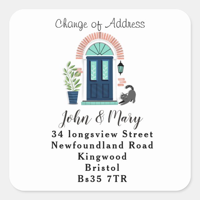 Changement d'adresse autocollant Porte avant bleue (Devant)