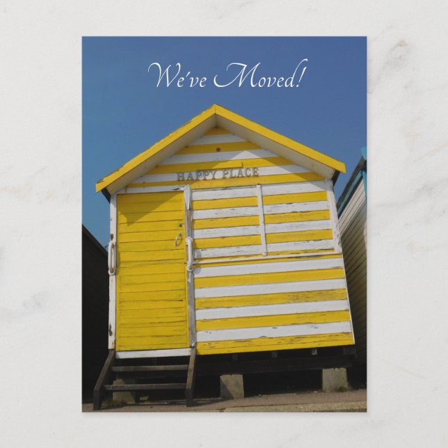 Changement d'adresse cabane de plage carte postale (Devant)