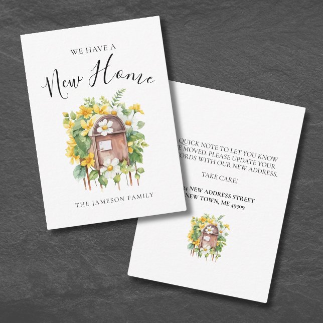 Changement d'adresse Carte de Faire-part Floral Mo (Floral Moving Announcement Card)