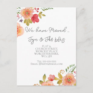 Changement d'adresse Carte postale florale élégant