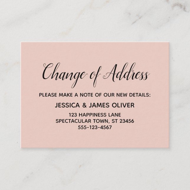 Changement d'adresse minimal et élégant Carte rose (Devant)