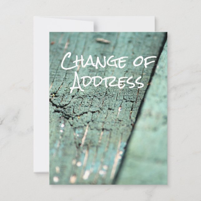 Changement d'adresse sur carte en bois vert rustiq (Devant)