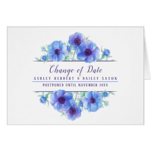 Changement de date anemone mariage bleu carte repo