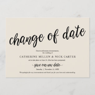 Changement de date de mariage, Crème, Carte de fai