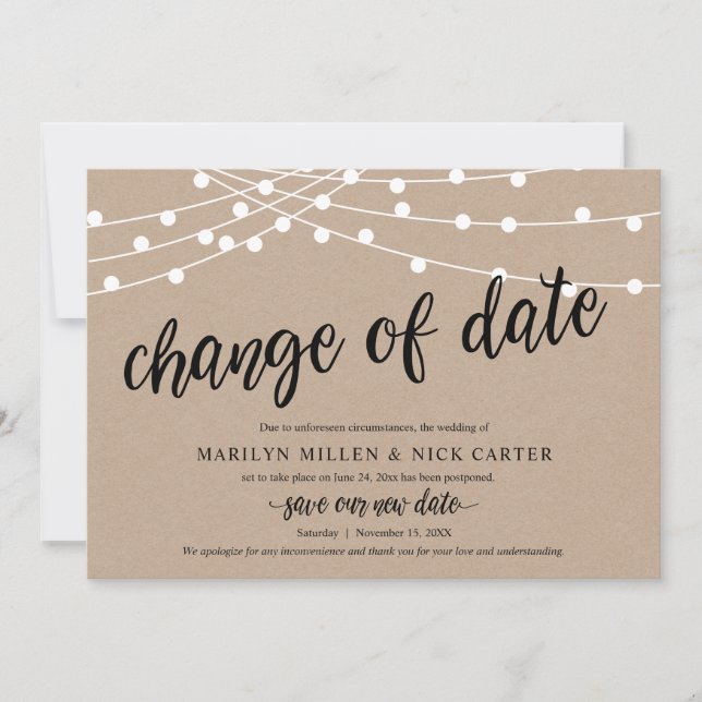 Changement de date, Guirlande lumineuse, Carte de  (Devant)