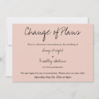 "Changement de plan" Carte Blancs Mariage reportée