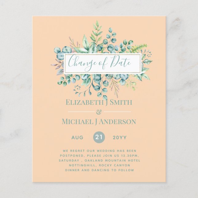 Changement de plan Date Greenery Eucalyptus Event (Devant)