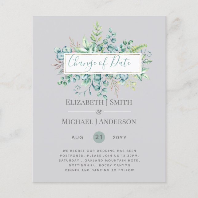 Changement de plan Date Greenery Eucalyptus Event (Devant)