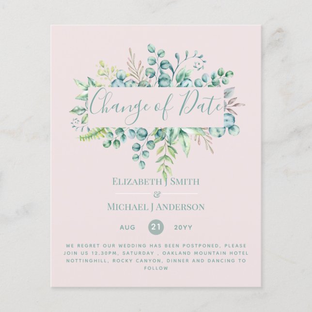 Changement de plan Date Greenery Eucalyptus Event (Devant)