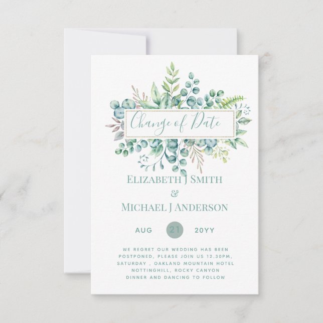 Changement de plan Date Greenery Eucalyptus Event (Devant)