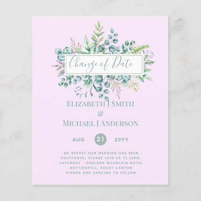 Changement de plan Date Greenery Eucalyptus Event (Devant)