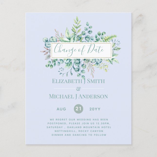 Changement de plan Date Greenery Eucalyptus Event (Devant)