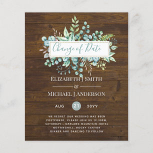 Changement de plan Date Rustic Wood Green Event