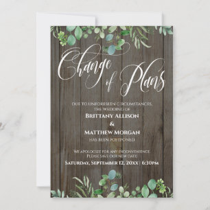 Changement de plan Eucalyptus Carte Mariage report