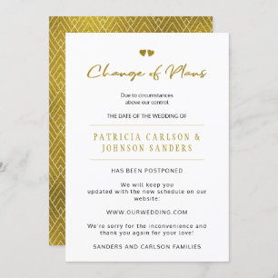 Changement de plan reporté faire-part mariage