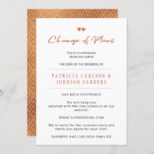 Changement de plan reporté faire-part mariage
