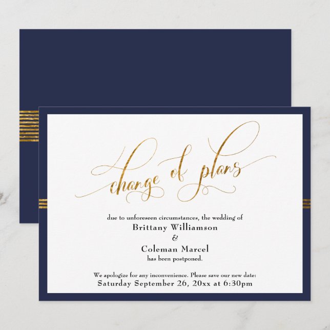 Changement de plans Elegant Navy avec carte Gold S (Devant / Derrière)