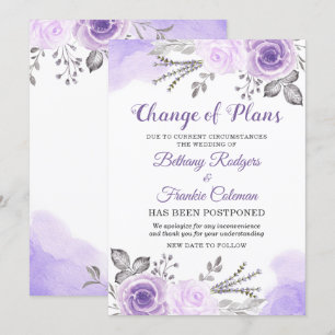 Changement de plans Faire-part Chic Purple Floral