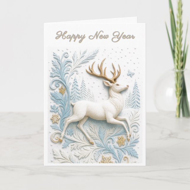 Changement de saisons : Carte de Nouvel An Cerf en (Devant)