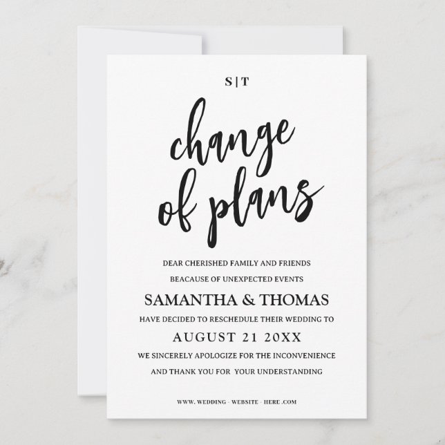 Changement Simple De Date Mariage Faire-part (Devant)