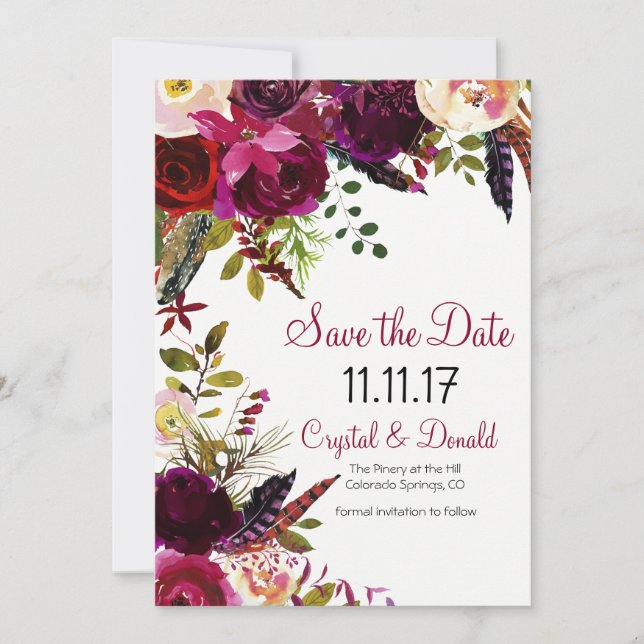 CHANGER DE COULEUR - Invitation Florale de Date de (Devant)