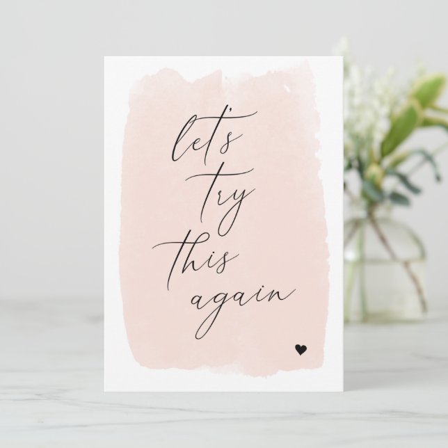 Changer la date | Carte aquarelle rose poudré (Debout devant)