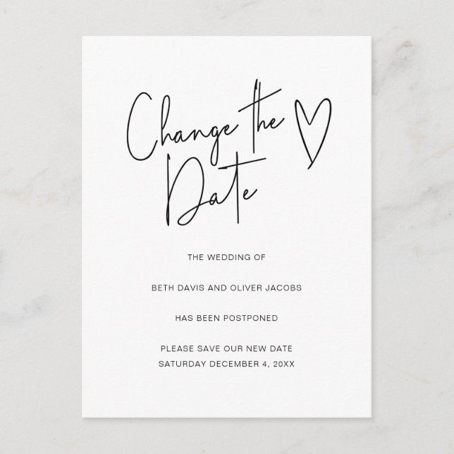 Changer la date Changement de plans Invitation sim (Devant)