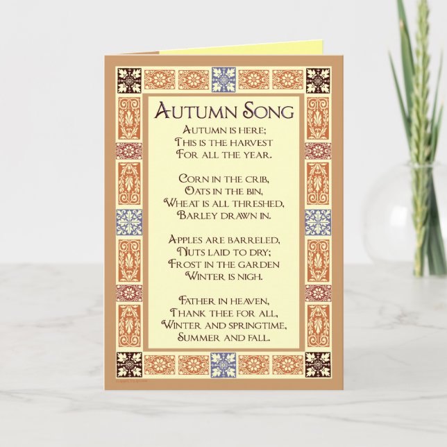 Chanson d'automne Thanksgiving Poem Cartes de voeu (Devant)