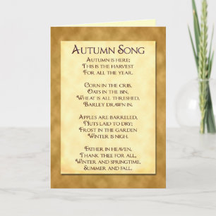 Chanson d'automne Thanksgiving Poem Invitation Car