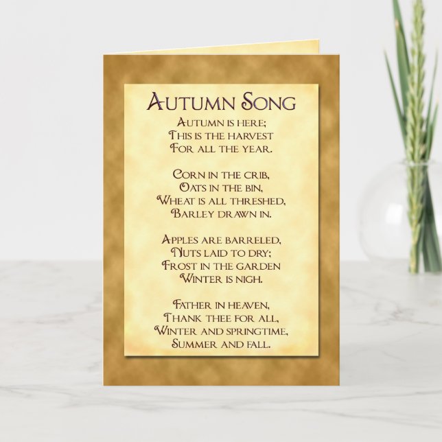 Chanson d'automne Thanksgiving Poem Invitation Car (Devant)