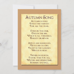 Chanson d'automne Thanksgiving Poem Invitations pe