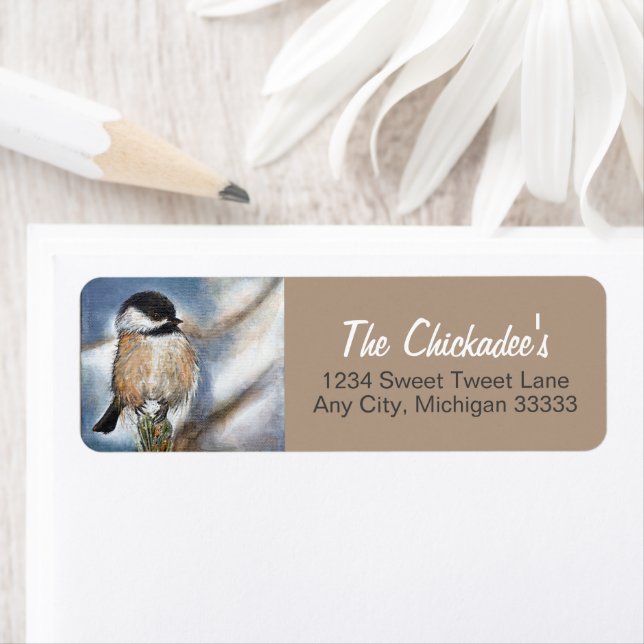 Chanson de chickadee mignonne Étiquette de peintur (En situation)