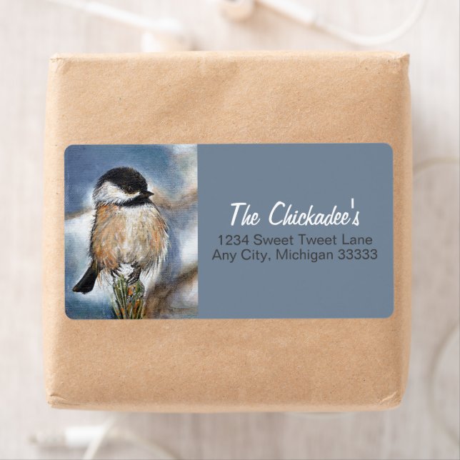Chanson de chickadee mignonne Étiquette de peintur (En situation)