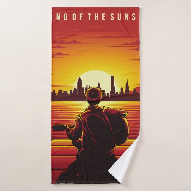 Chanson de l'illustration du coucher du soleil cou (Serviette de bain)