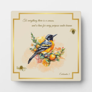 Chanson Oiseau Oriole Plaque Ecclesiastes 3