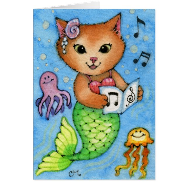 Chansons de mer - petite carte mignonne de chat de (Devant)