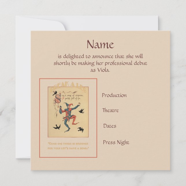 Chante une chanson de Sixpence Faire-part (Devant)