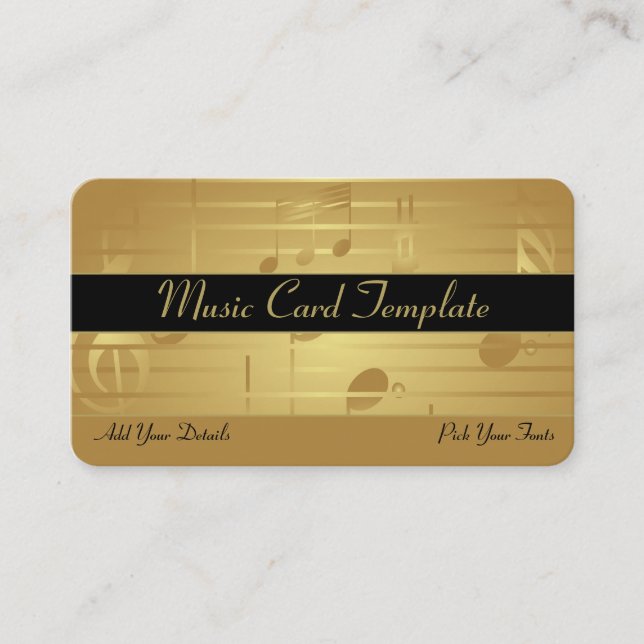 Chanter Cartes de visite Gold Music Notes (Devant)