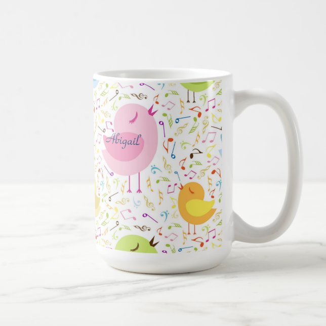 Chanter des oiseaux avec des notes musicales Mug p (Droite)