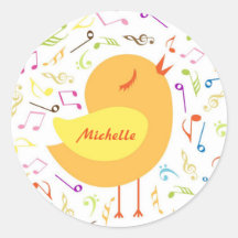 Chanter un oiseau avec des notes musicales Sticker