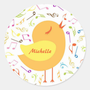 Chanter un oiseau avec des notes musicales Sticker