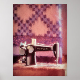 Chanteur - Machine à coudre - Valeur Poster Papier