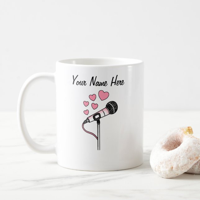 Chanteur Personnalisé Mariage Mug Musique Enseigna (Avec donut)
