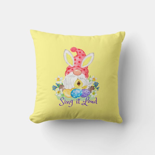 Chantez-le haut Adorable Springtime Gnome Coussin (Recto)