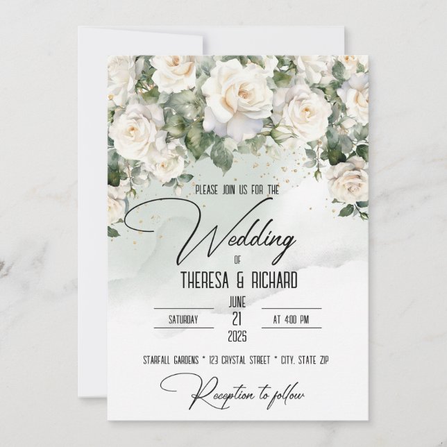 Chantilly Lace Rose Faire-part de mariage (Devant)